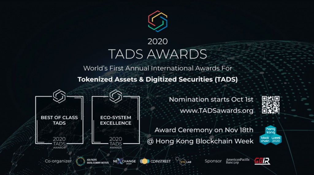 TADS AWARDS — The World’s First Annual International Awards for Tokenized Assets & Digitized Securities Launched in Hong Kong