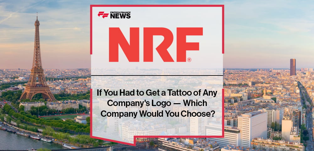 NRF 2025 attendees discuss tattooing company logos, highlighting brands like PayPal, Lacoste, Cofidis, and Vivox.